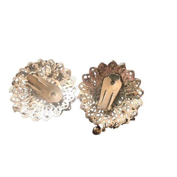 Vintage 4 Pair Clip On Earrings/Screw On Faux Pearl CZ Rhinestone Summer Fashion - Picture 7 of 9